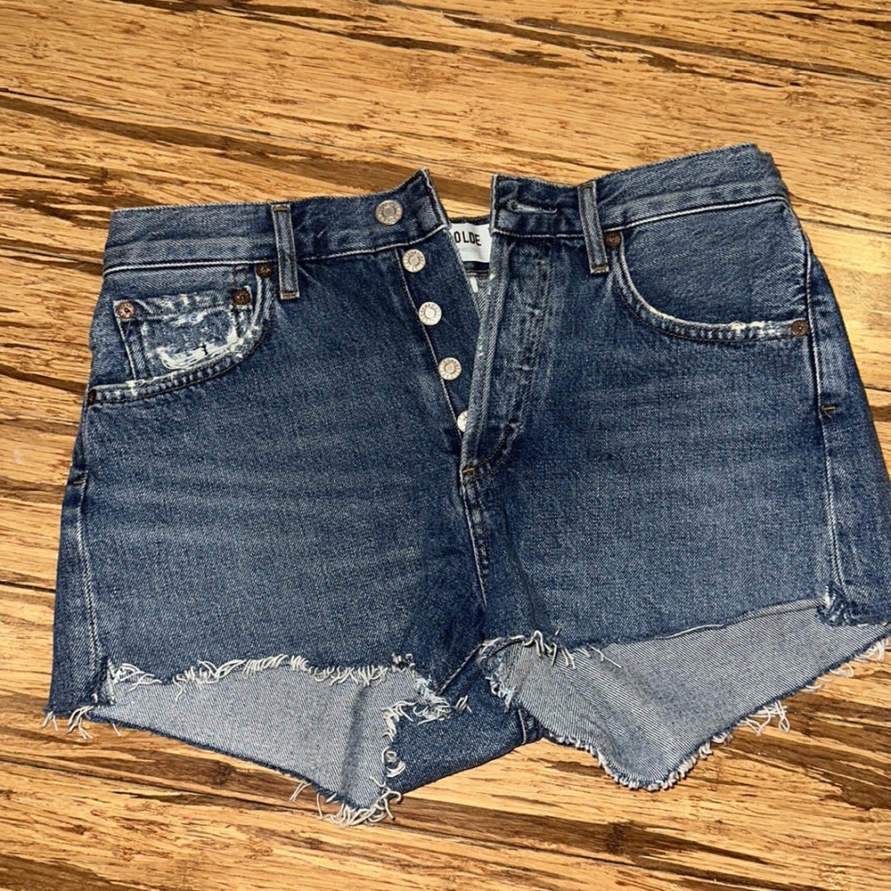 Agolde Parker Short - Dark Denim No Rips Size 25